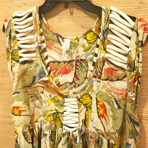 RAGA sleeveless, tropical, mini-dress, rope detail on back & shoulder, size L - Picture 3 of 8